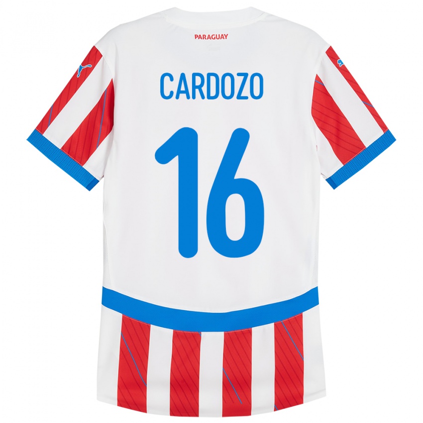 Børn Paraguay Juan Cardozo #16 Hvid Rød Hjemmebane Spillertrøjer 24-26 Trøje T-Shirt