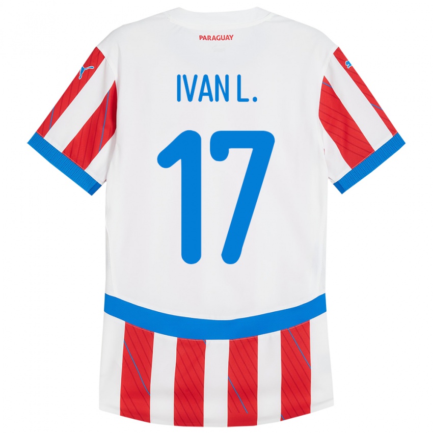 Børn Paraguay Iván Leguizamón #17 Hvid Rød Hjemmebane Spillertrøjer 24-26 Trøje T-Shirt