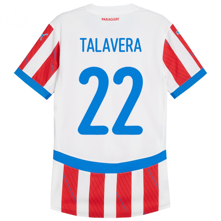 Børn Paraguay Javier Talavera #22 Hvid Rød Hjemmebane Spillertrøjer 24-26 Trøje T-Shirt