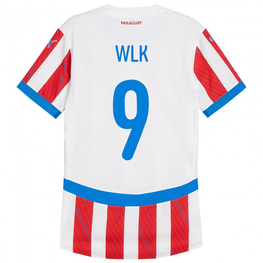 Børn Paraguay Allan Wlk #9 Hvid Rød Hjemmebane Spillertrøjer 24-26 Trøje T-Shirt