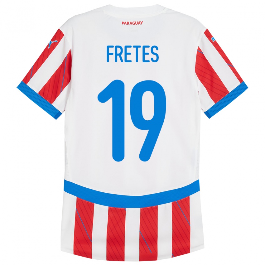 Børn Paraguay Alexis Fretes #19 Hvid Rød Hjemmebane Spillertrøjer 24-26 Trøje T-Shirt