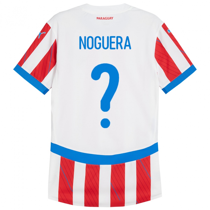 Børn Paraguay Junior Noguera #0 Hvid Rød Hjemmebane Spillertrøjer 24-26 Trøje T-Shirt