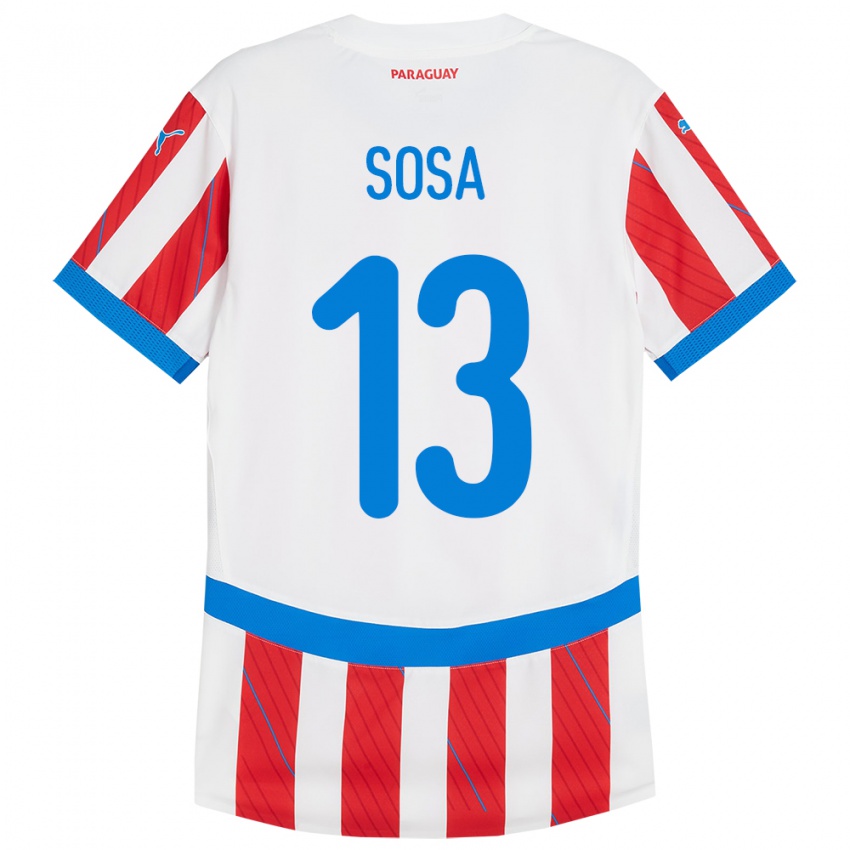 Børn Paraguay Alex Sosa #13 Hvid Rød Hjemmebane Spillertrøjer 24-26 Trøje T-Shirt