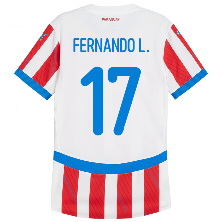 Børn Paraguay Fernando Leguizamón #17 Hvid Rød Hjemmebane Spillertrøjer 24-26 Trøje T-Shirt