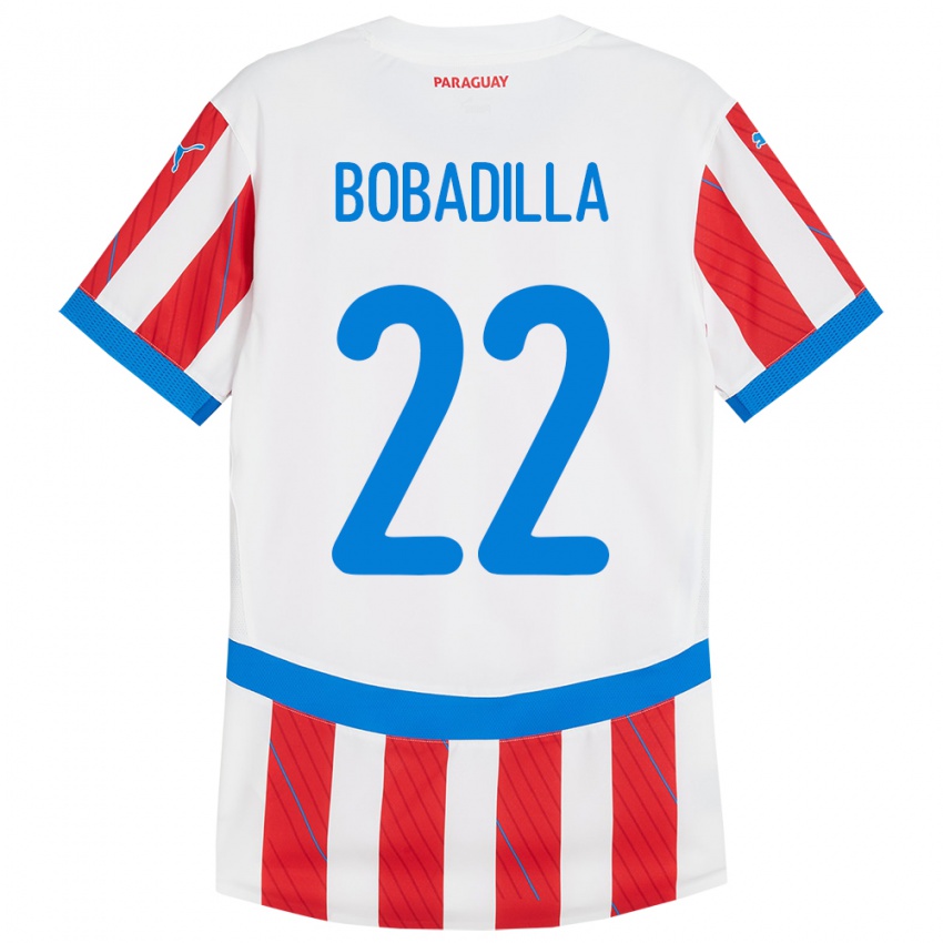 Børn Paraguay Dylan Bobadilla #22 Hvid Rød Hjemmebane Spillertrøjer 24-26 Trøje T-Shirt