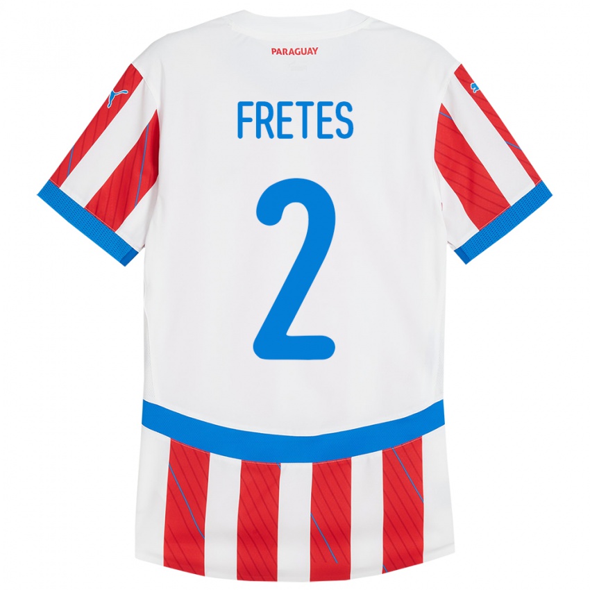 Børn Paraguay Limpia Fretes #2 Hvid Rød Hjemmebane Spillertrøjer 24-26 Trøje T-Shirt