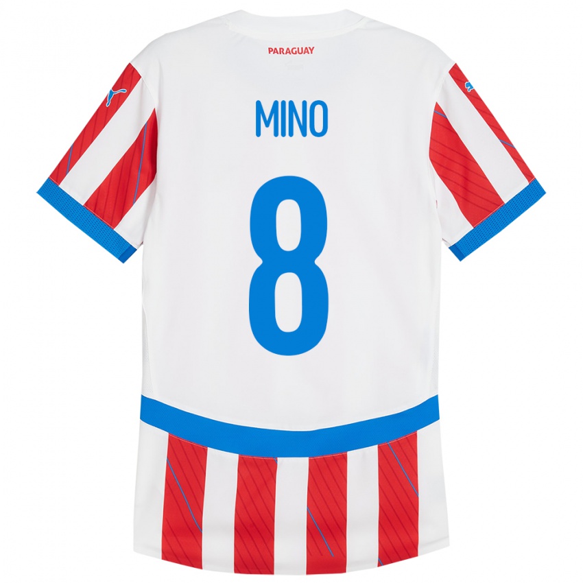 Børn Paraguay Rosa Miño #8 Hvid Rød Hjemmebane Spillertrøjer 24-26 Trøje T-Shirt