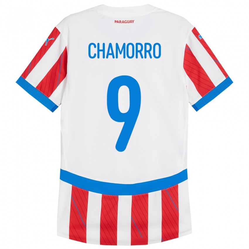 Børn Paraguay Lice Chamorro #9 Hvid Rød Hjemmebane Spillertrøjer 24-26 Trøje T-Shirt