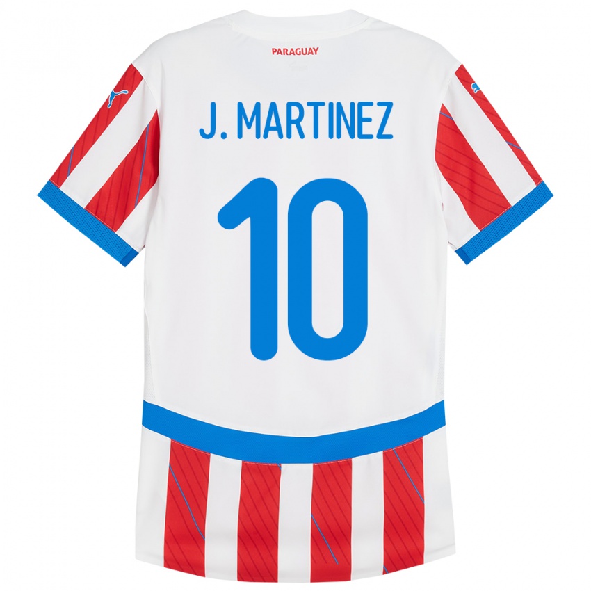 Børn Paraguay Jessica Martínez #10 Hvid Rød Hjemmebane Spillertrøjer 24-26 Trøje T-Shirt