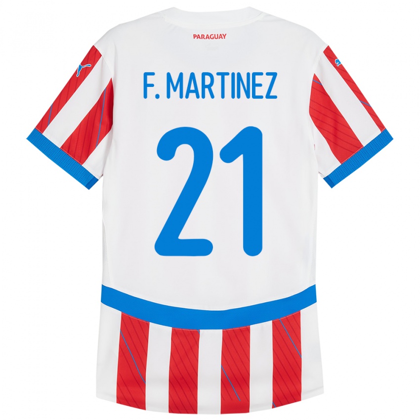 Børn Paraguay Fiorela Martínez #21 Hvid Rød Hjemmebane Spillertrøjer 24-26 Trøje T-Shirt