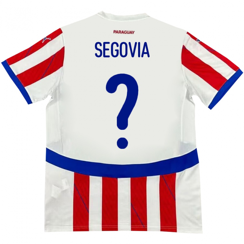 Børn Paraguay María Segovia #0 Hvid Rød Hjemmebane Spillertrøjer 24-26 Trøje T-Shirt