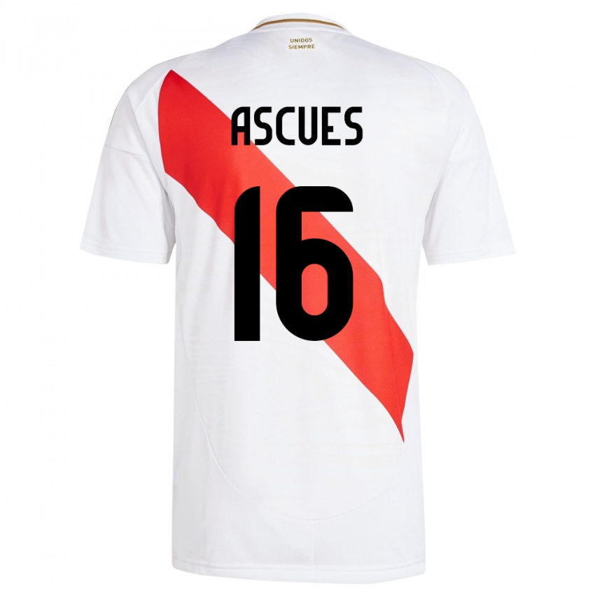 Børn Peru Carlos Ascues #16 Hvid Hjemmebane Spillertrøjer 24-26 Trøje T-Shirt