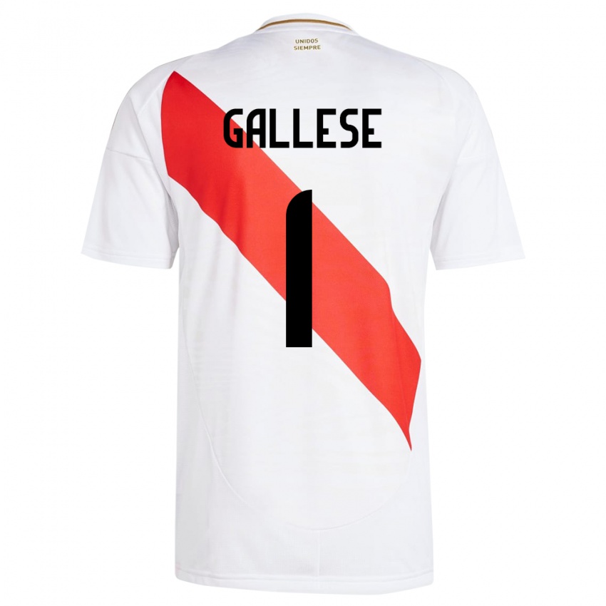 Børn Peru Pedro Gallese #1 Hvid Hjemmebane Spillertrøjer 24-26 Trøje T-Shirt