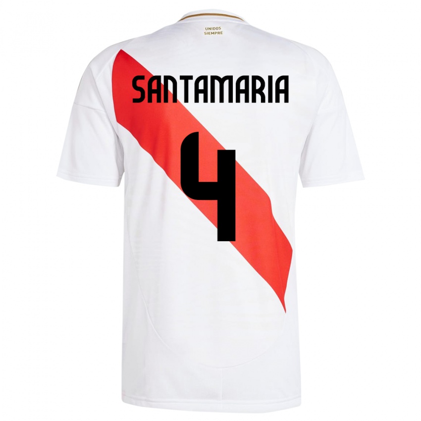 Børn Peru Anderson Santamaría #4 Hvid Hjemmebane Spillertrøjer 24-26 Trøje T-Shirt