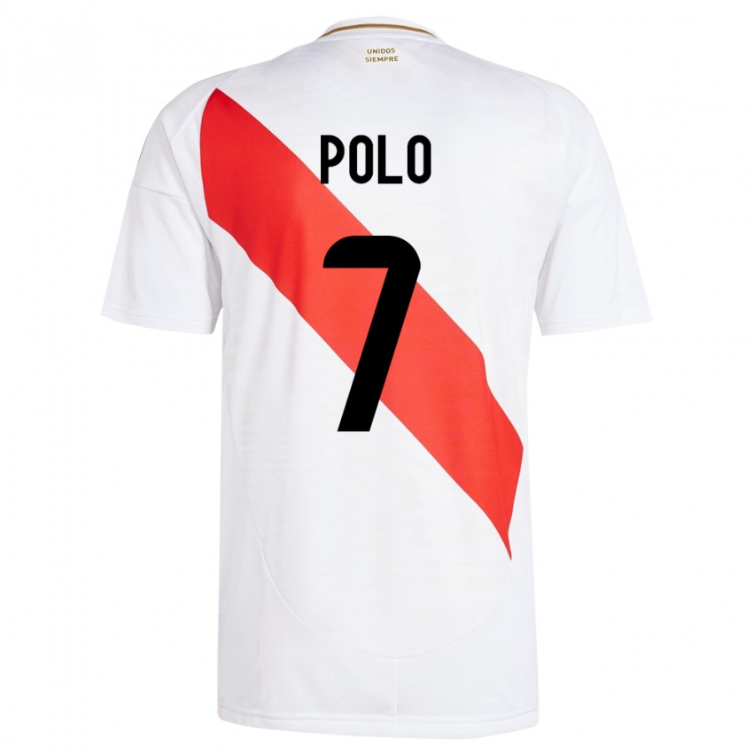 Børn Peru Andy Polo #7 Hvid Hjemmebane Spillertrøjer 24-26 Trøje T-Shirt