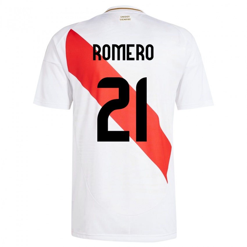 Børn Peru Diego Romero #21 Hvid Hjemmebane Spillertrøjer 24-26 Trøje T-Shirt