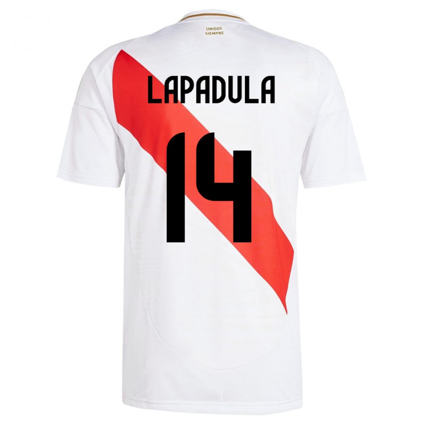 Børn Peru Gianluca Lapadula #14 Hvid Hjemmebane Spillertrøjer 24-26 Trøje T-Shirt