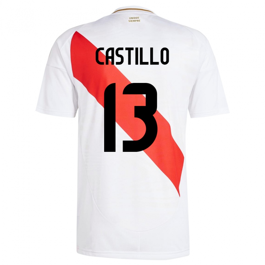 Børn Peru Jesús Castillo #13 Hvid Hjemmebane Spillertrøjer 24-26 Trøje T-Shirt