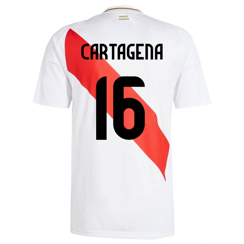 Børn Peru Wilder Cartagena #16 Hvid Hjemmebane Spillertrøjer 24-26 Trøje T-Shirt