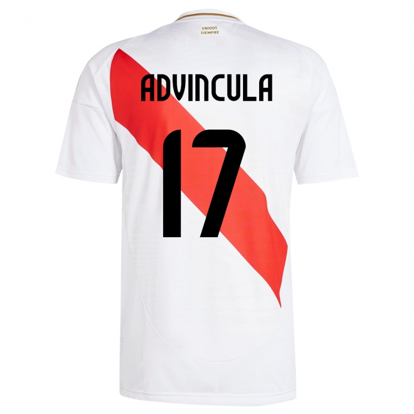 Børn Peru Luis Advíncula #17 Hvid Hjemmebane Spillertrøjer 24-26 Trøje T-Shirt