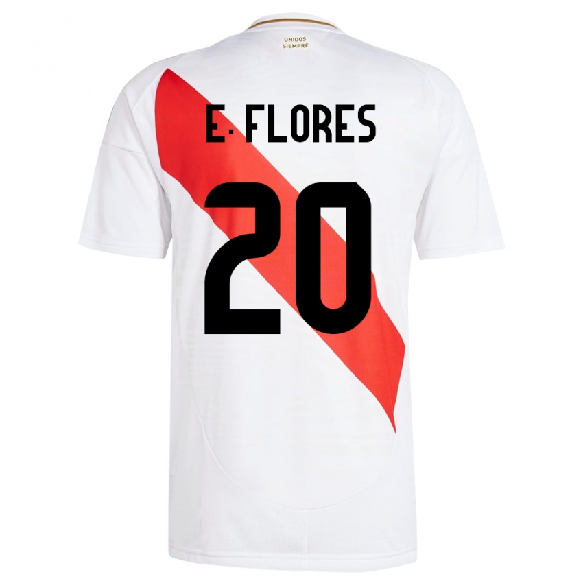 Børn Peru Edison Flores #20 Hvid Hjemmebane Spillertrøjer 24-26 Trøje T-Shirt