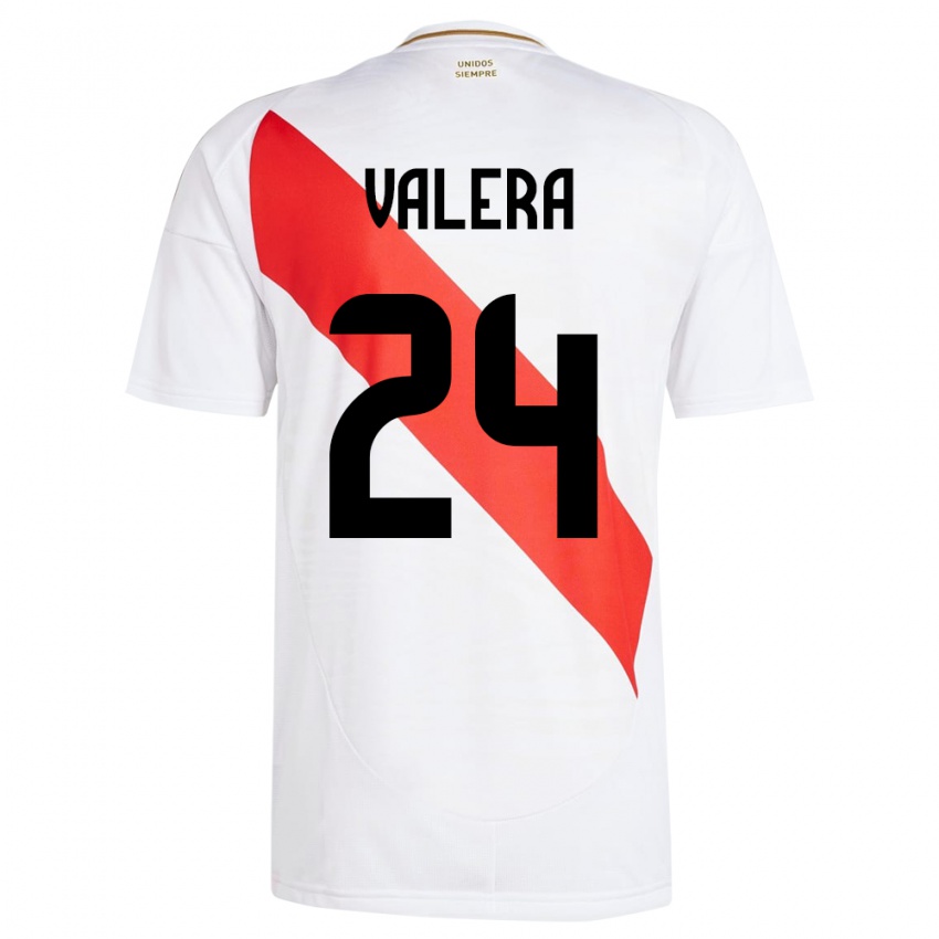 Børn Peru Álex Valera #24 Hvid Hjemmebane Spillertrøjer 24-26 Trøje T-Shirt