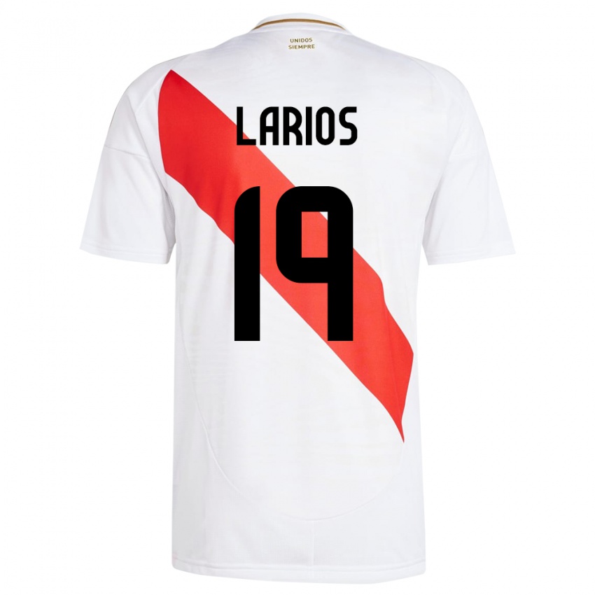 Børn Peru Guillermo Larios #19 Hvid Hjemmebane Spillertrøjer 24-26 Trøje T-Shirt