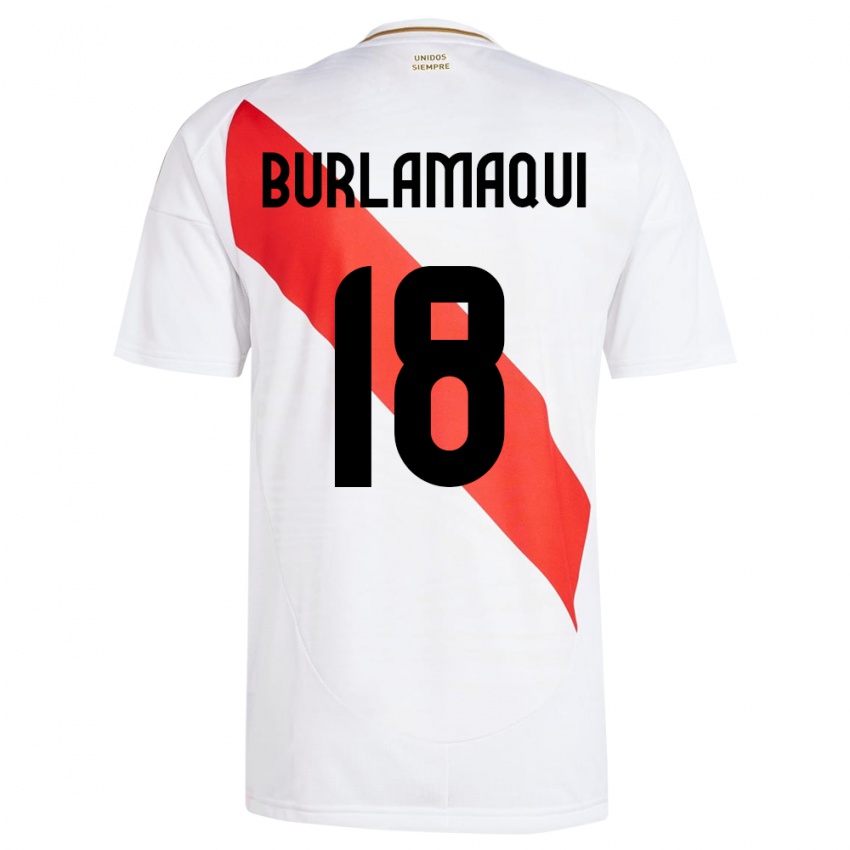 Børn Peru Alessandro Burlamaqui #18 Hvid Hjemmebane Spillertrøjer 24-26 Trøje T-Shirt