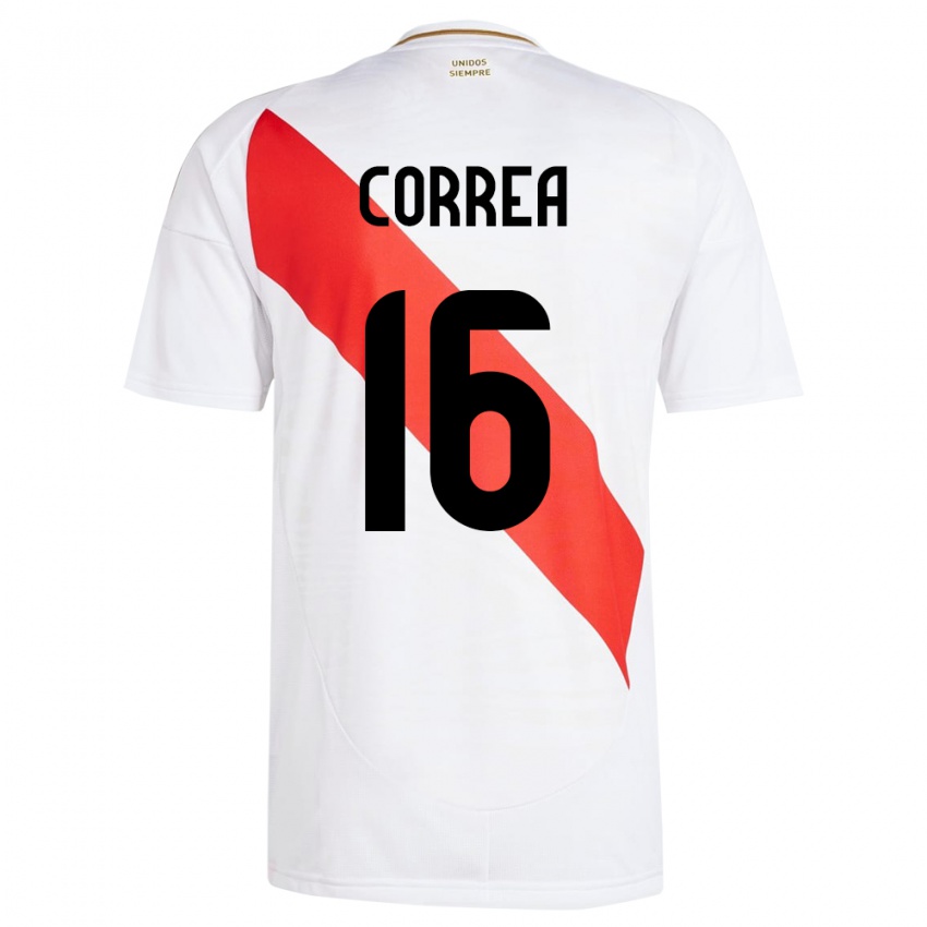 Børn Peru Eslyn Correa #16 Hvid Hjemmebane Spillertrøjer 24-26 Trøje T-Shirt