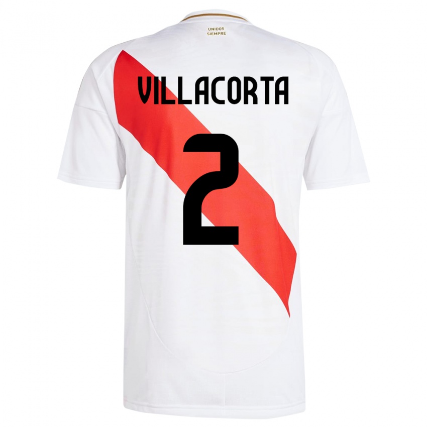 Børn Peru Anderson Villacorta #2 Hvid Hjemmebane Spillertrøjer 24-26 Trøje T-Shirt