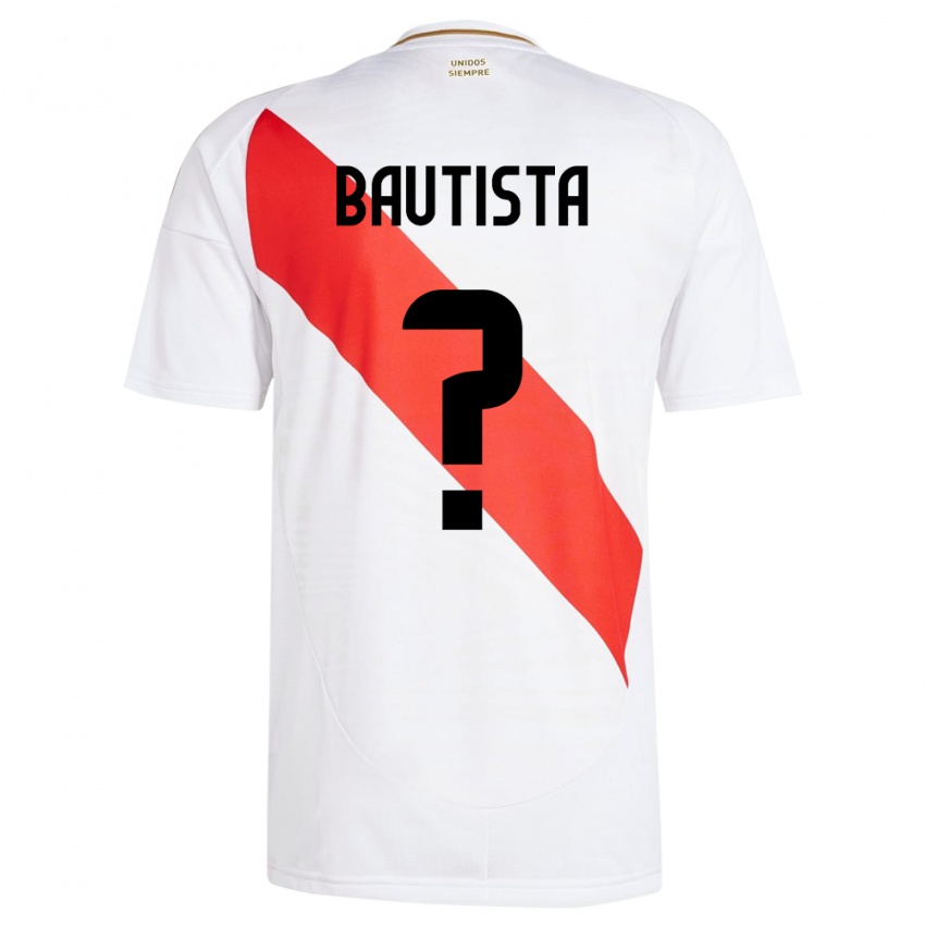 Børn Peru César Bautista #0 Hvid Hjemmebane Spillertrøjer 24-26 Trøje T-Shirt