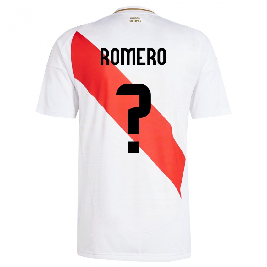 Børn Peru José Romero #0 Hvid Hjemmebane Spillertrøjer 24-26 Trøje T-Shirt