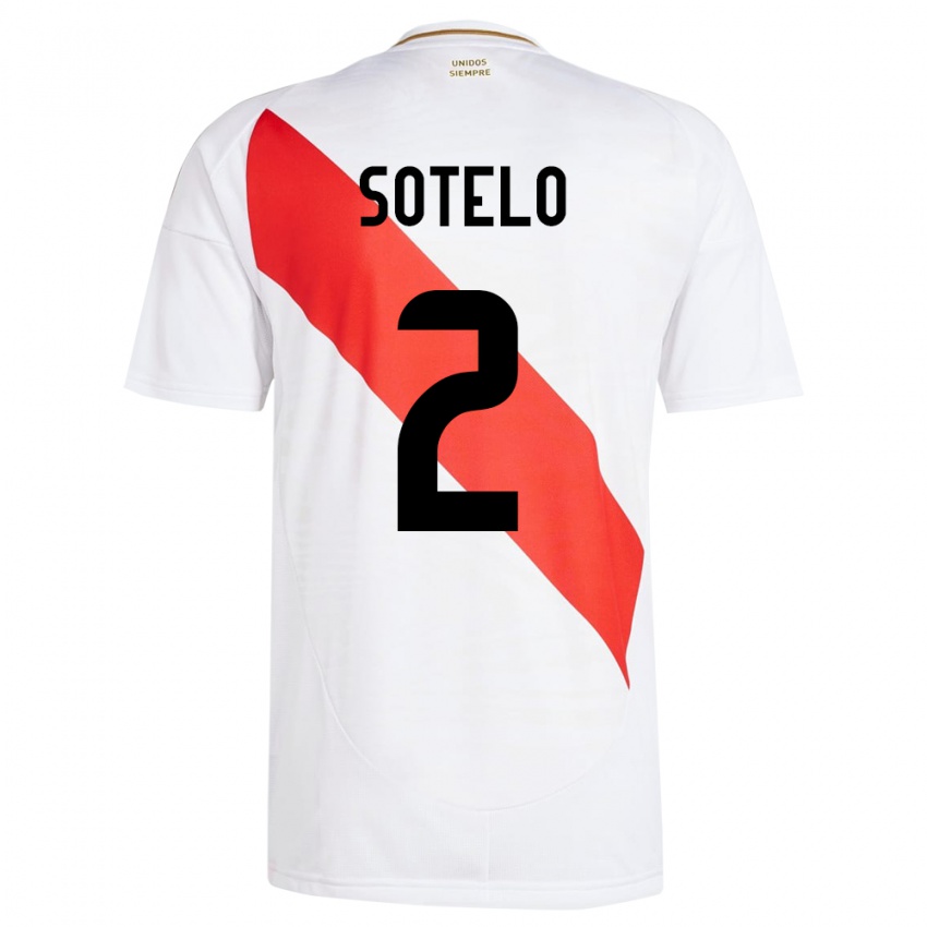 Børn Peru Ghian Sotelo #2 Hvid Hjemmebane Spillertrøjer 24-26 Trøje T-Shirt