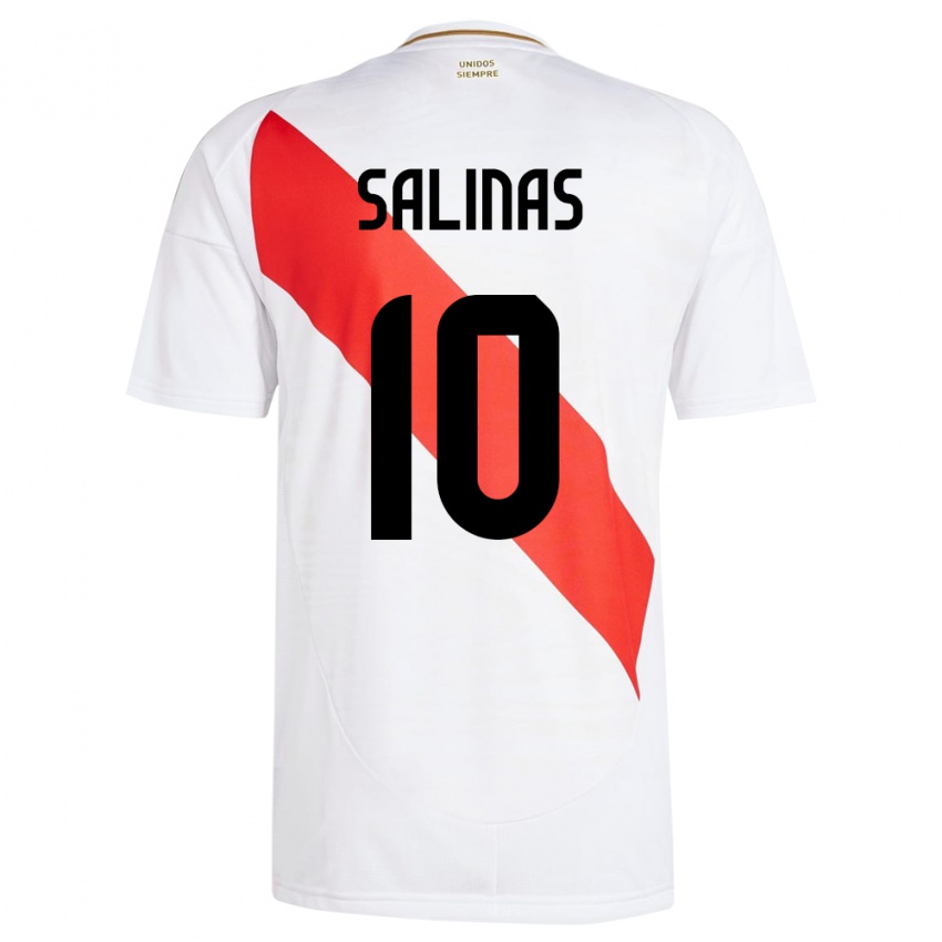 Børn Peru Thiago Salinas #10 Hvid Hjemmebane Spillertrøjer 24-26 Trøje T-Shirt