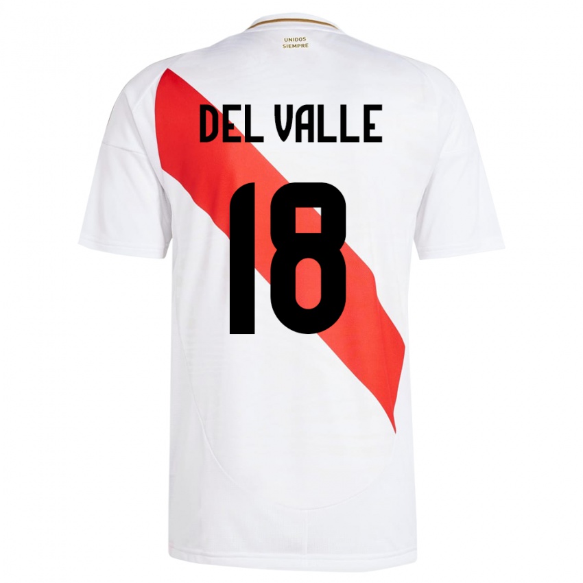 Børn Peru Yamir Del Valle #18 Hvid Hjemmebane Spillertrøjer 24-26 Trøje T-Shirt