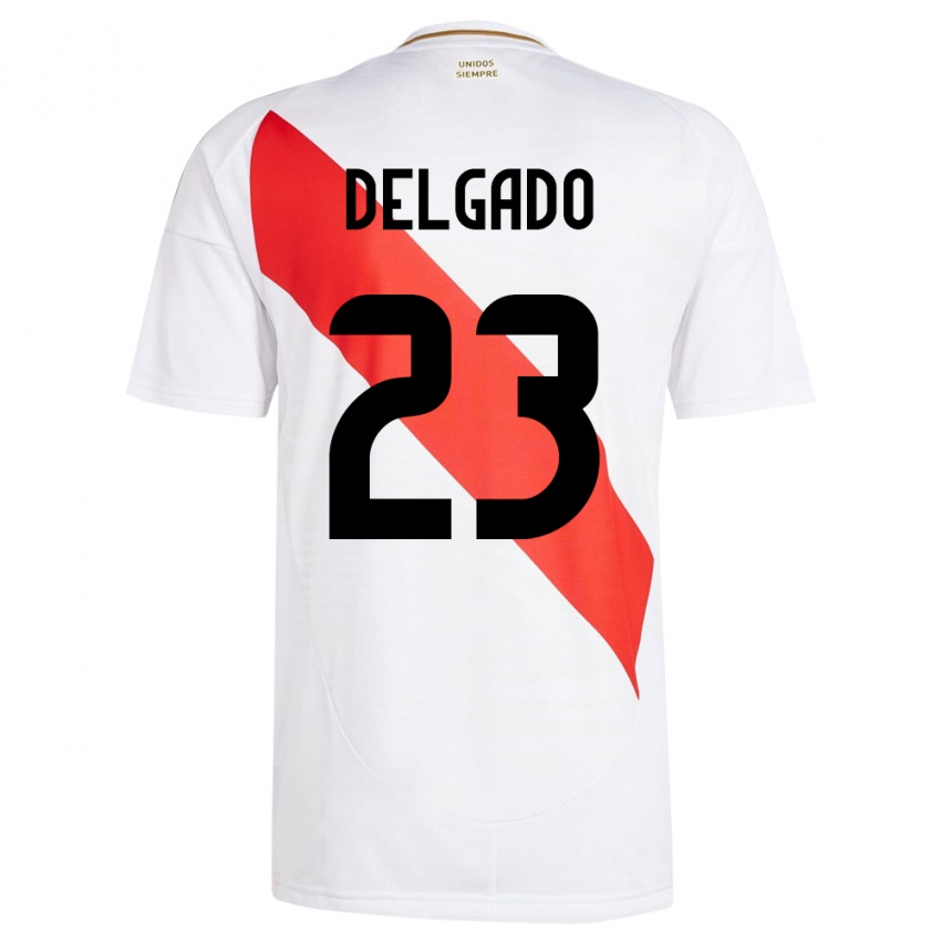 Børn Peru Valentino Delgado #23 Hvid Hjemmebane Spillertrøjer 24-26 Trøje T-Shirt