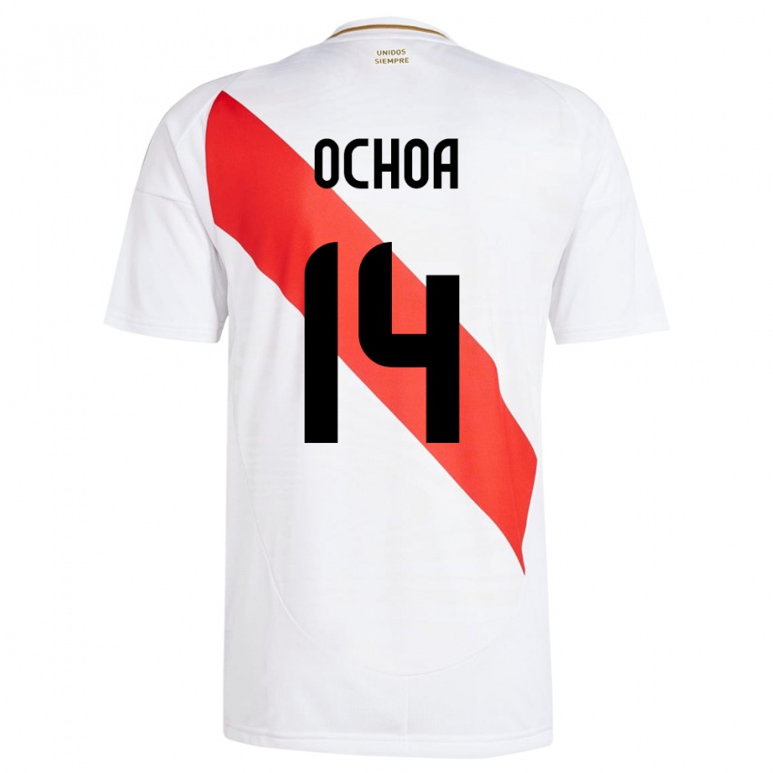 Børn Peru Victoria Ochoa #14 Hvid Hjemmebane Spillertrøjer 24-26 Trøje T-Shirt