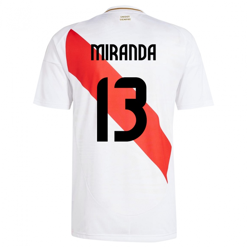 Børn Peru Yoselin Miranda #13 Hvid Hjemmebane Spillertrøjer 24-26 Trøje T-Shirt