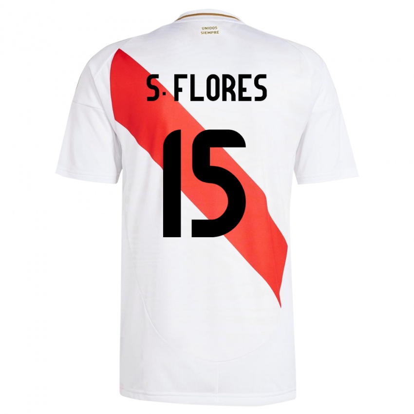 Børn Peru Scarleth Flores #15 Hvid Hjemmebane Spillertrøjer 24-26 Trøje T-Shirt