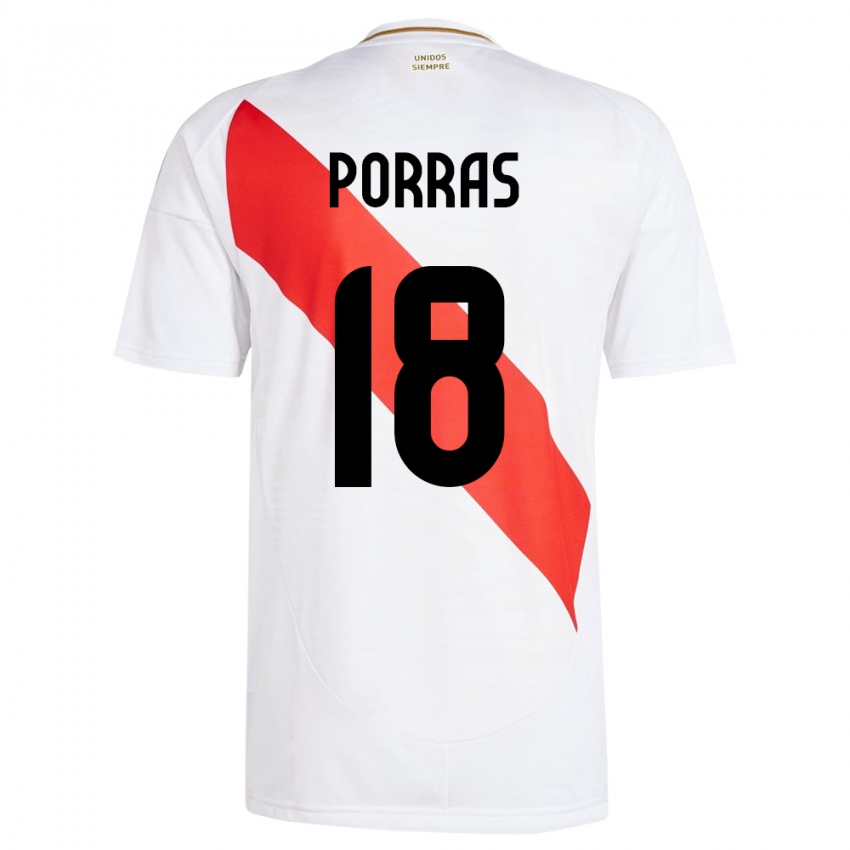 Børn Peru Sashenka Porras #18 Hvid Hjemmebane Spillertrøjer 24-26 Trøje T-Shirt