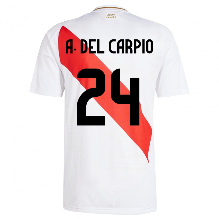 Børn Peru Annie Del Carpio #24 Hvid Hjemmebane Spillertrøjer 24-26 Trøje T-Shirt