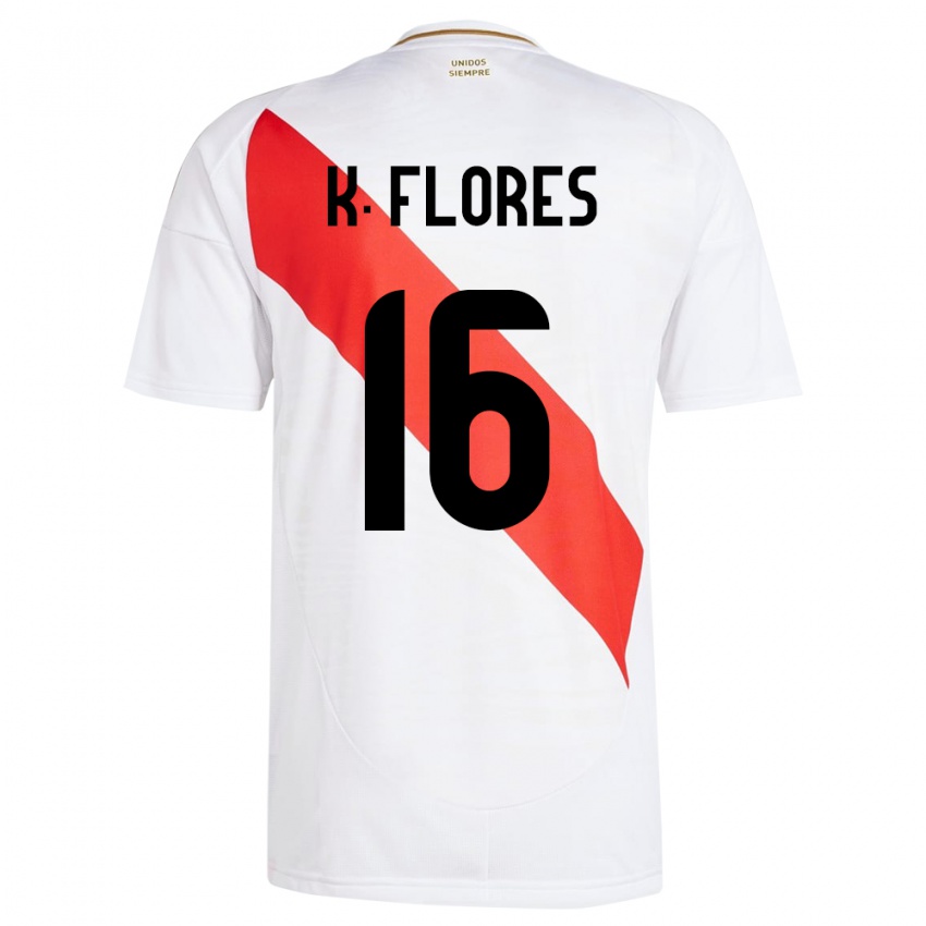 Børn Peru Kimbherly Flores #16 Hvid Hjemmebane Spillertrøjer 24-26 Trøje T-Shirt