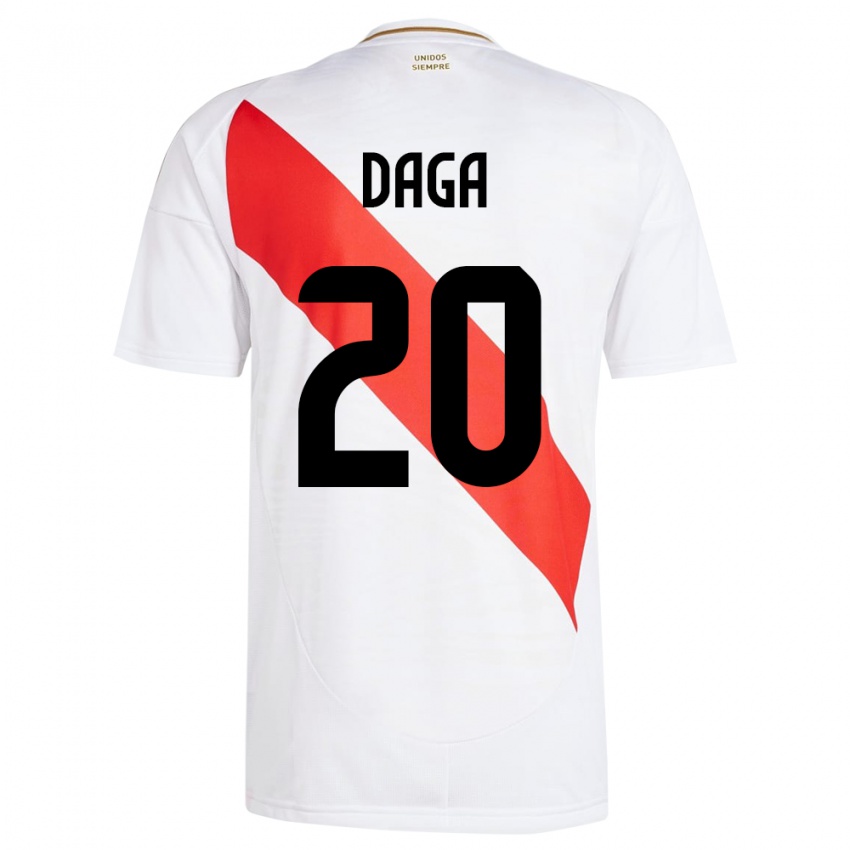 Børn Peru Azucena Daga #20 Hvid Hjemmebane Spillertrøjer 24-26 Trøje T-Shirt