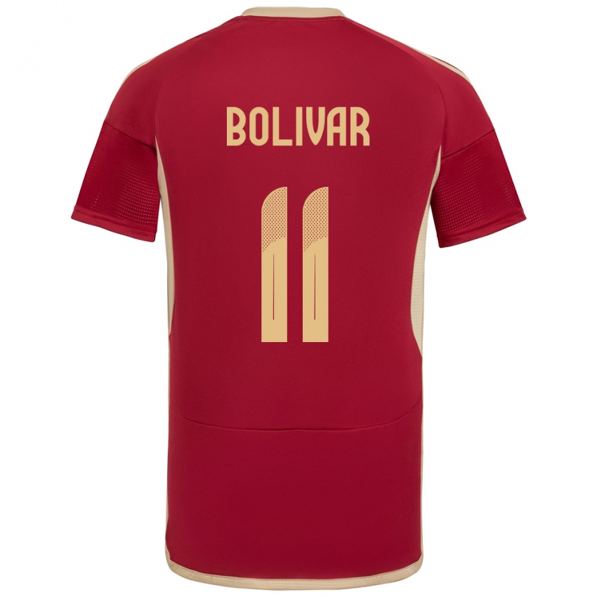 Børn Venezuela Jovanny Bolívar #11 Bourgogne Hjemmebane Spillertrøjer 24-26 Trøje T-Shirt