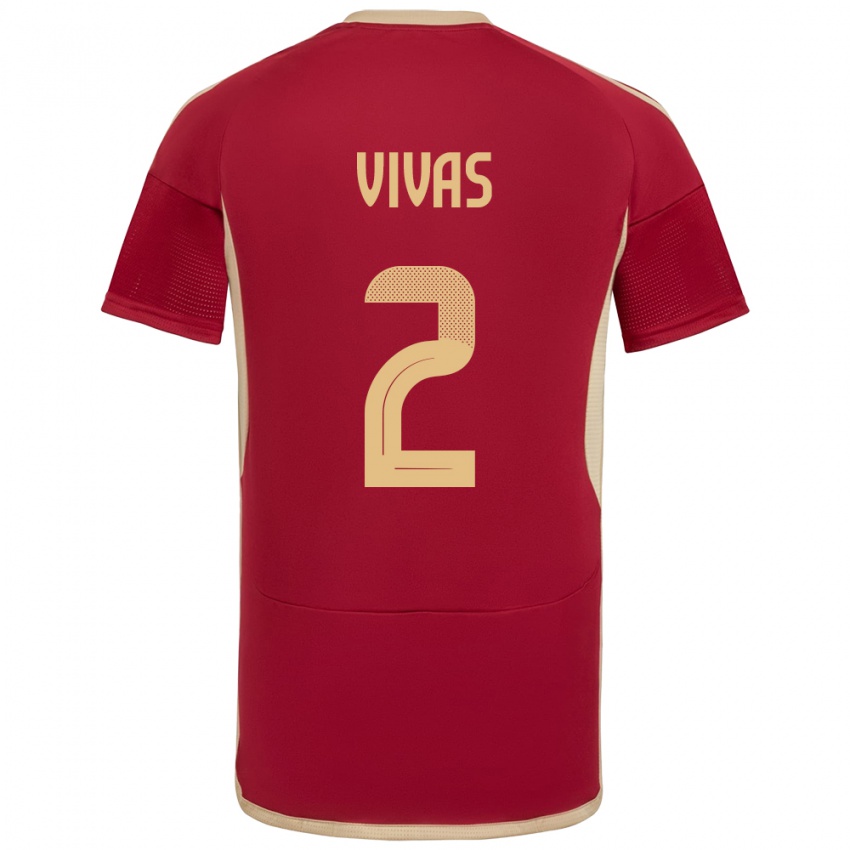 Børn Venezuela Carlos Vivas #2 Bourgogne Hjemmebane Spillertrøjer 24-26 Trøje T-Shirt