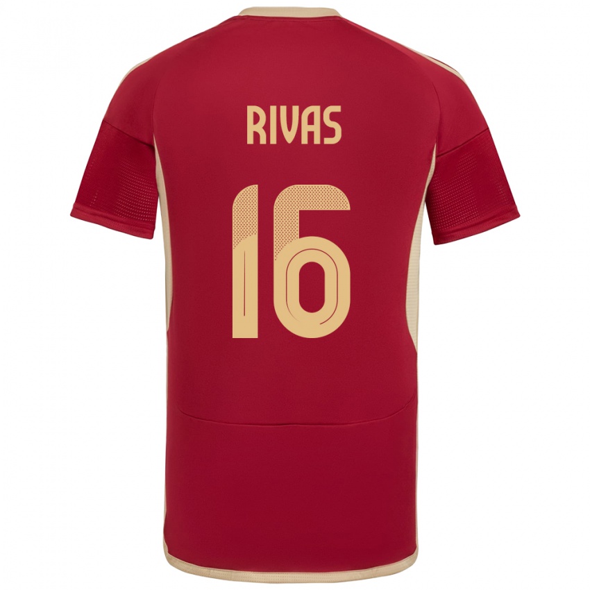 Børn Venezuela Renne Rivas #16 Bourgogne Hjemmebane Spillertrøjer 24-26 Trøje T-Shirt