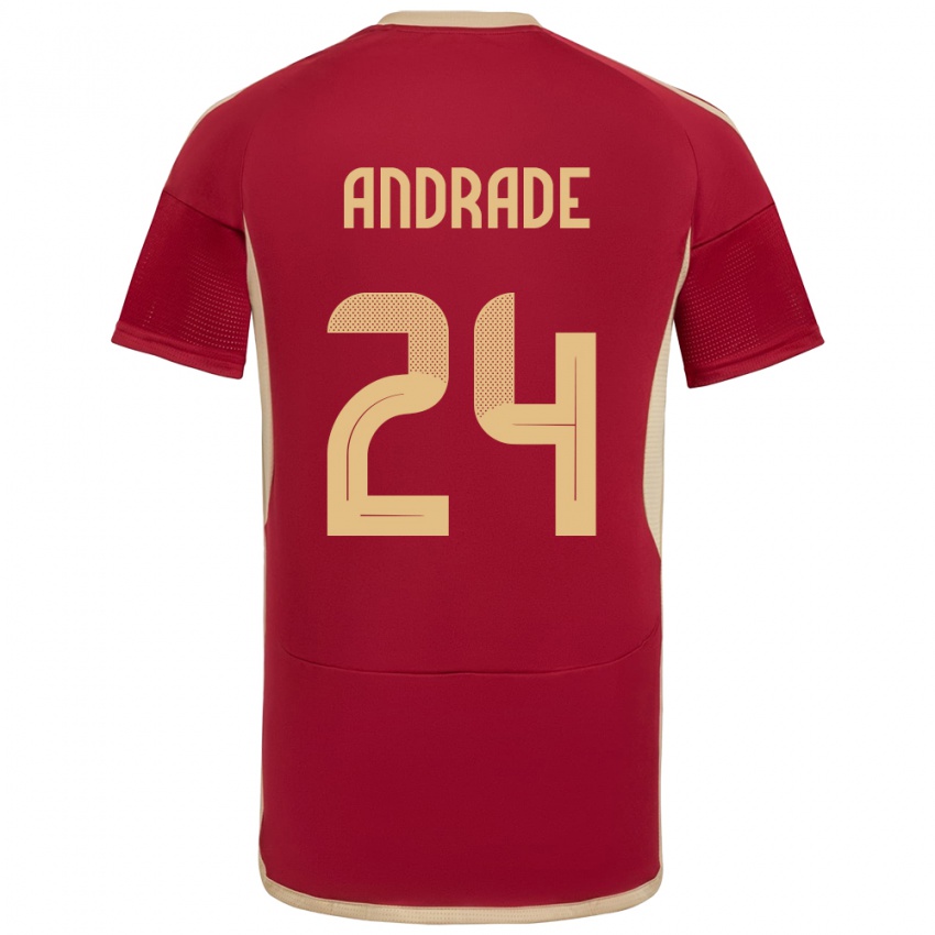 Børn Venezuela Kervin Andrade #24 Bourgogne Hjemmebane Spillertrøjer 24-26 Trøje T-Shirt