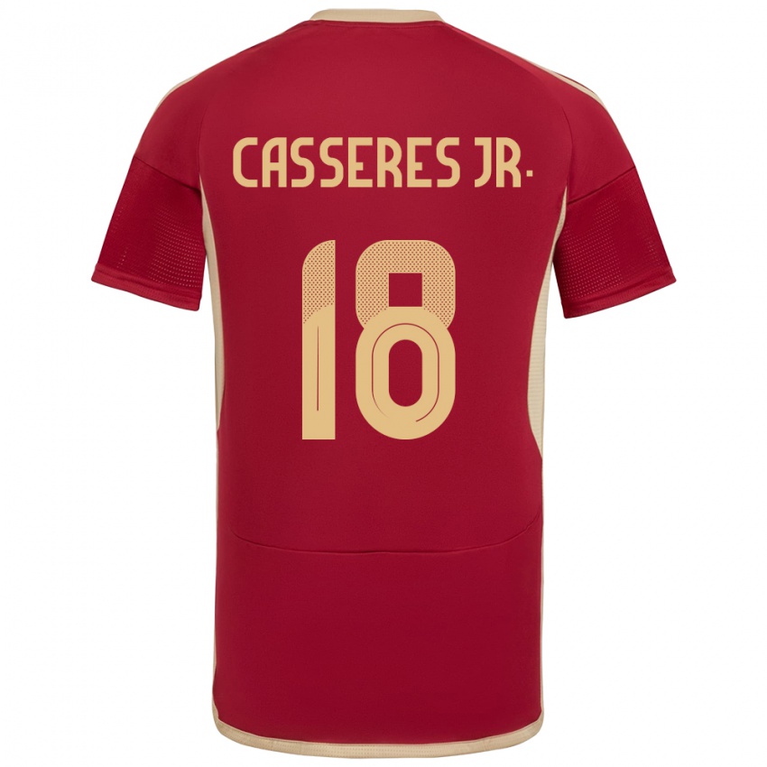 Børn Venezuela Cristian Cásseres Jr. #18 Bourgogne Hjemmebane Spillertrøjer 24-26 Trøje T-Shirt