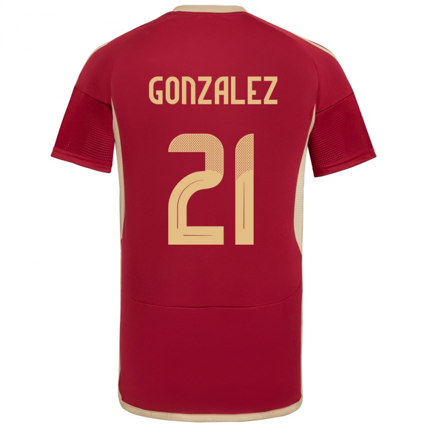 Børn Venezuela Alexander González #21 Bourgogne Hjemmebane Spillertrøjer 24-26 Trøje T-Shirt