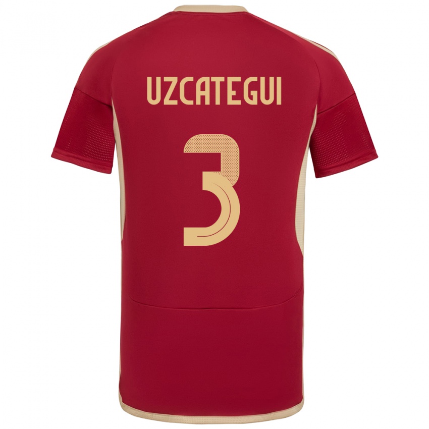 Børn Venezuela Rafael Uzcátegui #3 Bourgogne Hjemmebane Spillertrøjer 24-26 Trøje T-Shirt